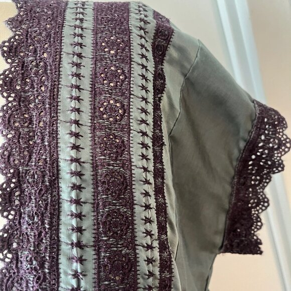 Stunning Vintage CHRISTIAN DIOR MISS DIOR Sage Green/Plum Sateen & Lace Nightgow - Picture 4 of 9